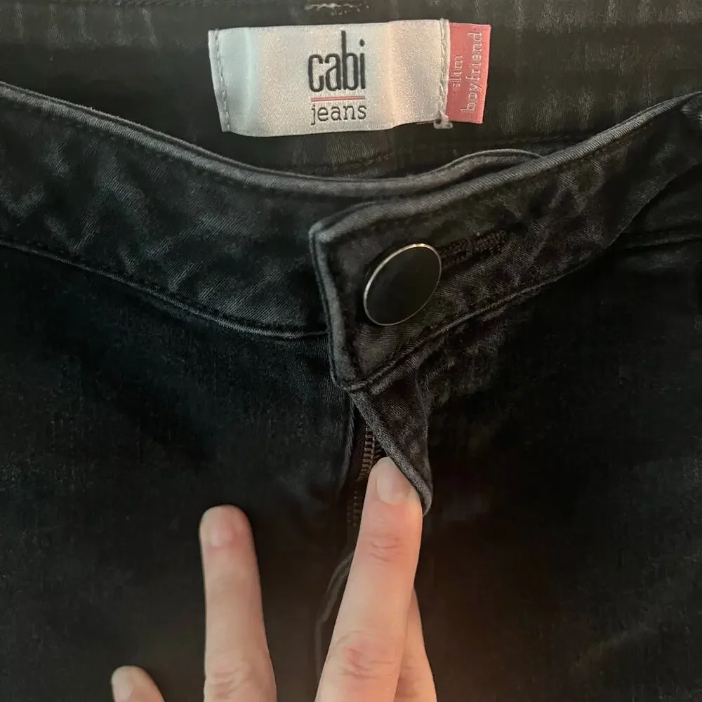 Cabi Size 10 Slim boyfriend faded black distressed jeans - Picture 6 of 9